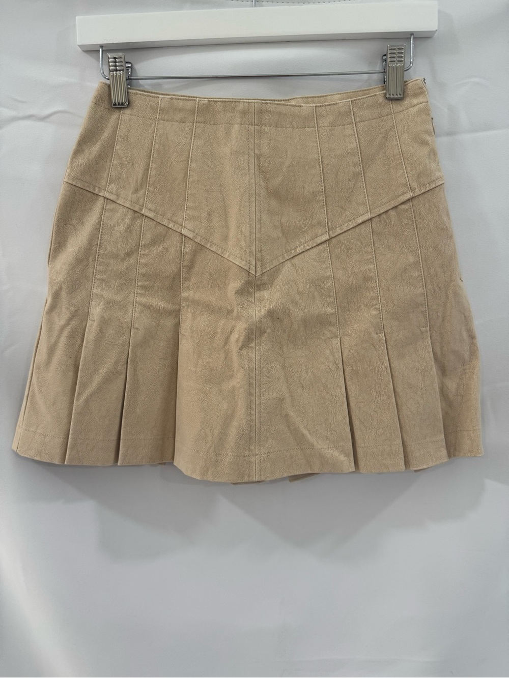 Free People Tan Pleated Mini Skirt